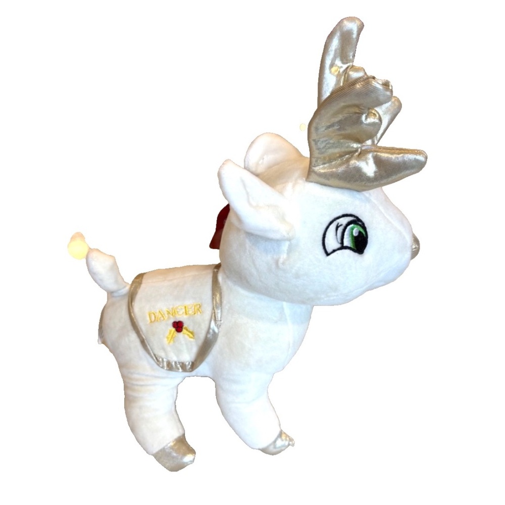 Kellytoy DANCER White Reindeer Plush Christmas Collectible Stuffed Animal